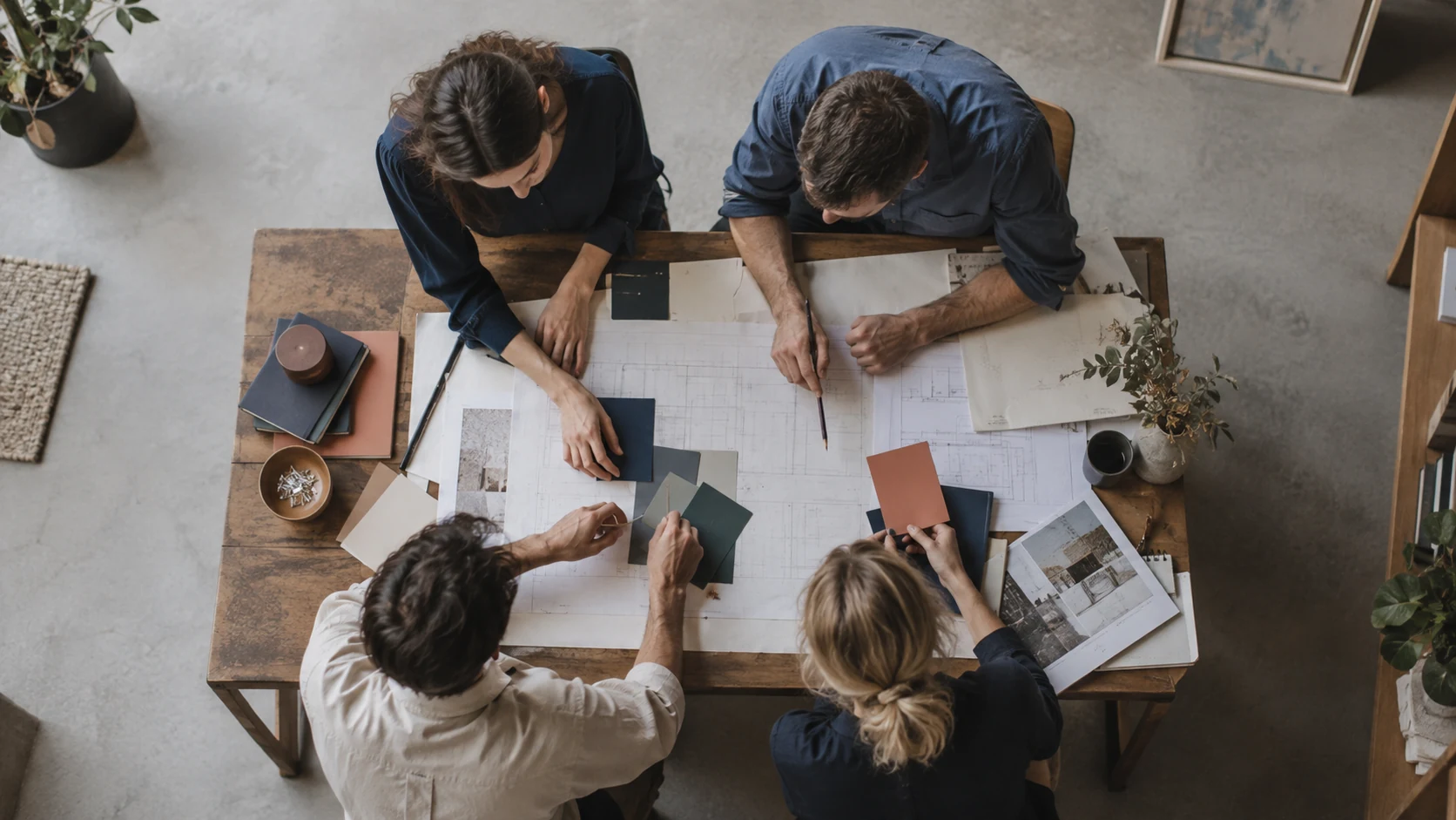 Équipe organisant les étapes d’un projet autour d’une table.