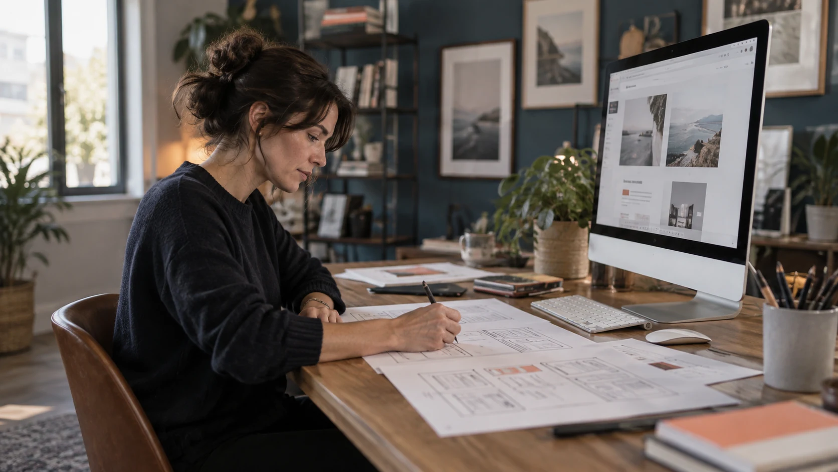 Designer préparant les maquettes d’un site.